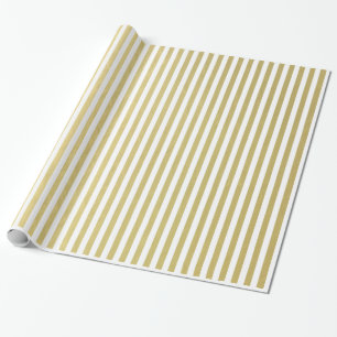 Gold Foil White Stripes Pattern Cadeaupapier