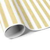 Gold Foil White Stripes Pattern Cadeaupapier (Rol Hoek)