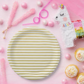 Gold Foil White Stripes Pattern Papieren Bordje (Feest)