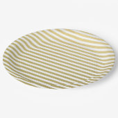 Gold Foil White Stripes Pattern Papieren Bordje (Gekanteld)