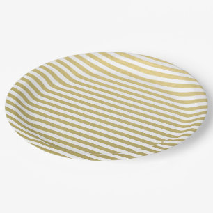 Gold Foil White Stripes Pattern Papieren Bordje