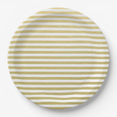 Gold Foil White Stripes Pattern Papieren Bordje (Voorkant)