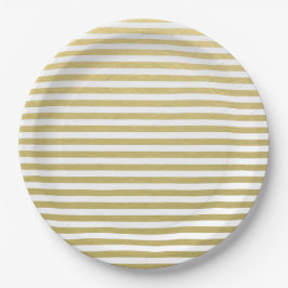 Gold Foil White Stripes Pattern Papieren Bordje