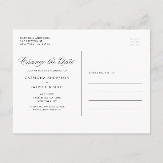 Gold Foil wijzig de datum waarop het huwelijk word Aankondigingskaart (Achterkant)
