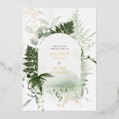 Gold Foil Wild Fern Greenery Waterverf Wedding Folie Uitnodiging (Voorkant)