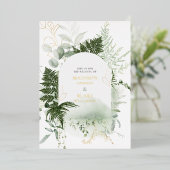 Gold Foil Wild Fern Greenery Waterverf Wedding Folie Uitnodiging (Staand Voorkant)