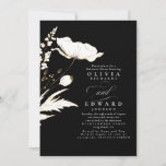 Gold Foil Wildbloemen Black Rehearsal Dinner Kaart<br><div class="desc">Met de hand getrokken goudbloemen elegant moderne en stijlvolle repetities uit het diner</div>