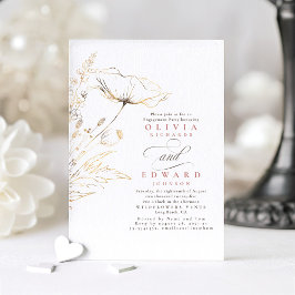 Gold Foil Wildbloemen Dustroze Engagement Party Kaart