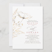 Gold Foil Wildbloemen Dustroze Engagement Party Kaart (Voorkant)