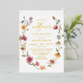 Gold Foil Wildflower Girl Baby shower Folie Uitnodiging (Staand Voorkant)