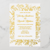 Gold Foil Wildflower Greenery Wedding Folie Uitnodiging (Voorkant)