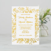 Gold Foil Wildflower Greenery Wedding Folie Uitnodiging (Staand Voorkant)