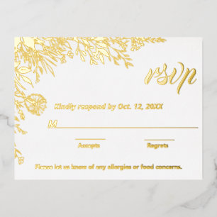 Gold Foil Wildflower Weddenschap RSVP Folie Feestdagen Briefkaart