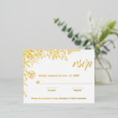 Gold Foil Wildflower Weddenschap RSVP Folie Feestdagen Briefkaart (Staand Voorkant)