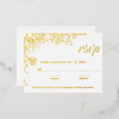 Gold Foil Wildflower Weddenschap RSVP Folie Feestdagen Briefkaart (Voorkant / Achterkant)