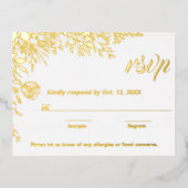 Gold Foil Wildflower Weddenschap RSVP Folie Feestdagen Briefkaart (Voorkant)