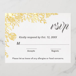 Gold Foil Wildflower Weddenschap RSVP Folie Feestdagen Briefkaart