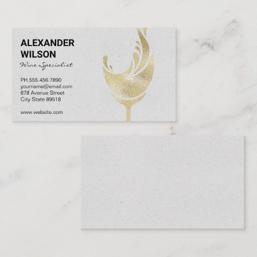 Gold Foil Wine Cup Visitekaartje (Voorkant / Achterkant)