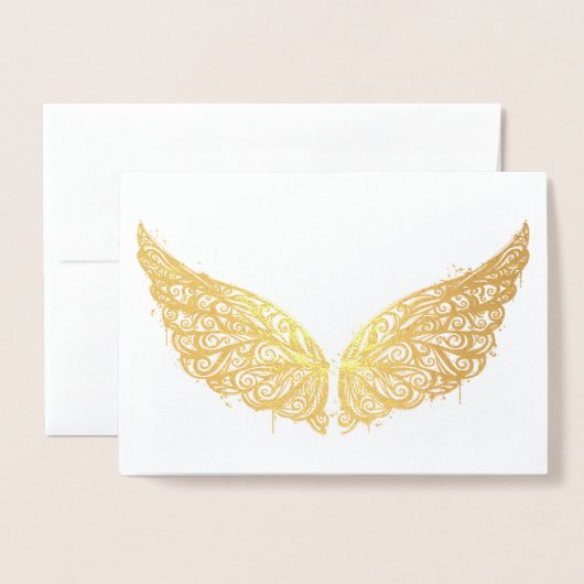 Gold Foil Wings Blank Wenskaart Folie Kaarten (Voorkant met envelop)