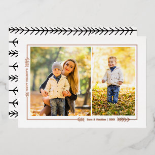 Gold Foil Winter Branch Border 2 Fotokaart Folie Feestdagenkaart