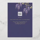 Gold Foil Wisteria Paars VRIJGEZELLENFEEST QR-code Folie Uitnodiging (Achterkant)