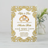 gold foil with frame Spanish wedding Folie Uitnodiging (Staand Voorkant)