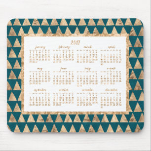 Gold Foil Yarly Calendar 2017 Muismat Petrol