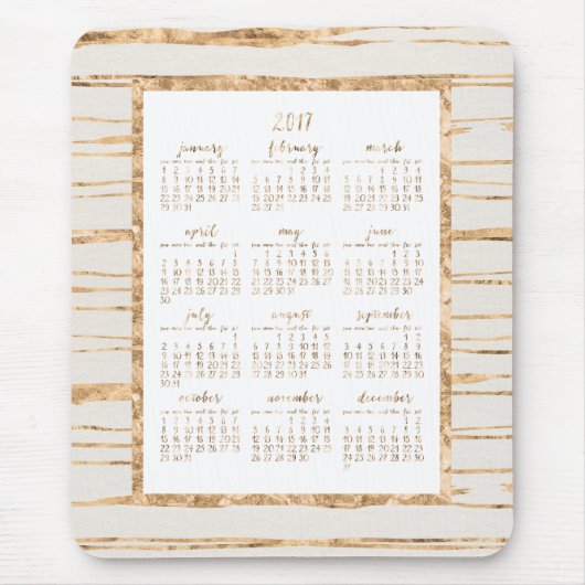 Gold Foil Yarly Calendar 2017 Muismatten (Voorkant)