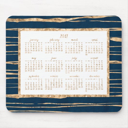 Gold Foil Yarly Calendar 2017 Muismatten Blue (Voorkant)