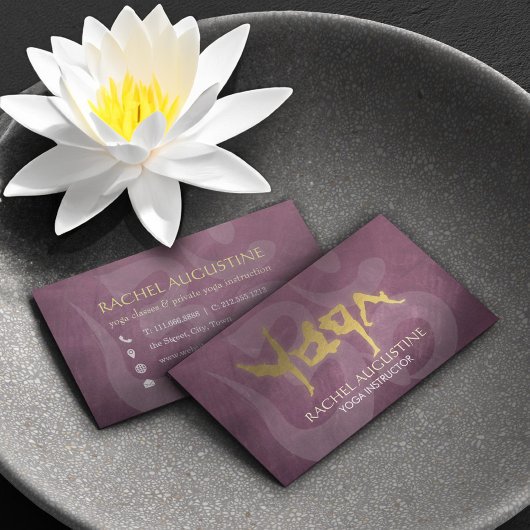 Gold Foil YOGA Human Alphabet Letters Om Symbol Visitekaartje