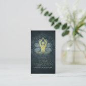 Gold Foil Yoga Meditation Pose and Mandala Floral  Visitekaartje (Staand voorkant)