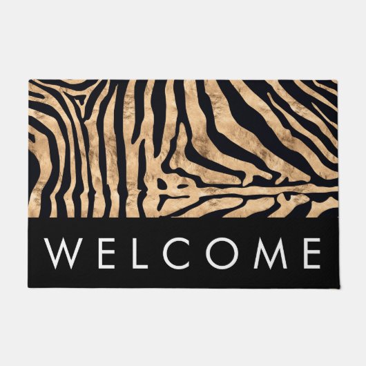 Gold Foil Zebra Print Welcome Mat (Voorkant)