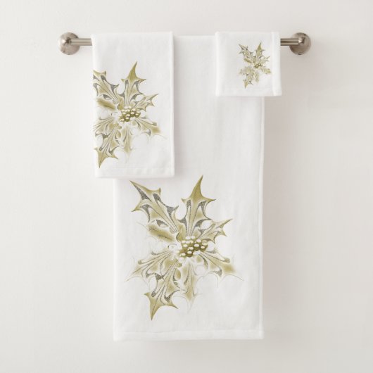 Gold Foil ziet er Holly uit op wit Bad Handdoek (Insitu)