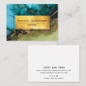 Gold Foil zwart Blauwgroen Moderne, Abstracte aang Visitekaartje (Voorkant / Achterkant)