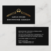 Gold Foil Zwemmer Icon, Zwemcoach & Badmeester Visitekaartje (Voorkant / Achterkant)