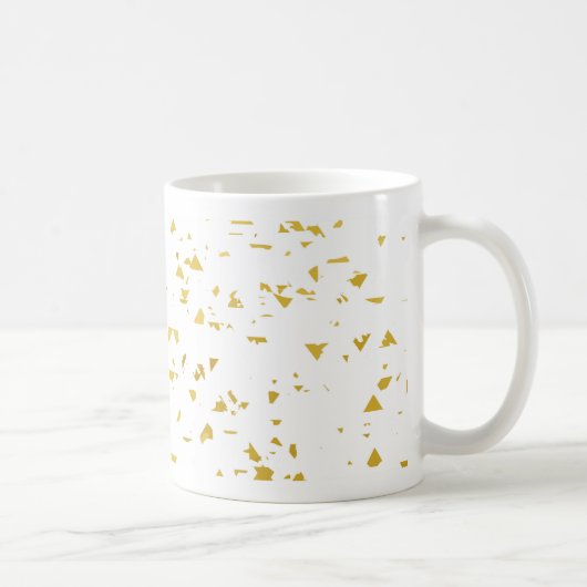 Gold foile confetti, patroon, wit, chic, elegant,  koffiemok (Rechts)