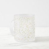 Gold foile confetti, patroon, wit, chic, elegant, matglas koffiemok (Voorkant links)