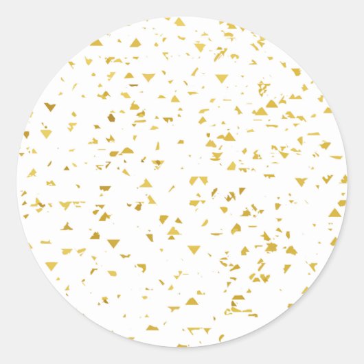 Gold foile confetti, patroon, wit, chic, elegant, ronde sticker (Voorkant)