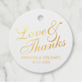Gold Foil'Love & Bedankt Elegant Wedding Bedankjes Labels (Voorkant)