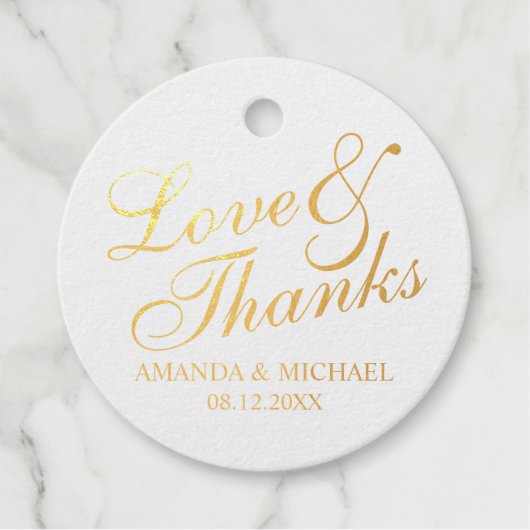 Gold Foil'Love & Bedankt Elegant Wedding Bedankjes Labels (Voorkant)