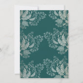 Gold Foliage Blauwgroen Groen Elegant Modern Weddi Kaart (Achterkant)