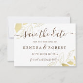Gold Foliage Botanical Weddenschap Save the Date (Voorkant)
