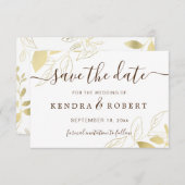 Gold Foliage Botanical Weddenschap Save the Date (Voorkant / Achterkant)