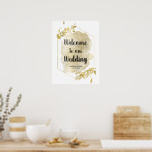 Gold Foliage Effect Wedding Reception Sign 18x24 Poster (Keuken)