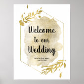 Gold Foliage Effect Wedding Reception Sign 18x24 Poster (Voorkant)