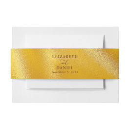 Gold Foliage en Elegant Script Wedding Uitnodigingen Wikkel