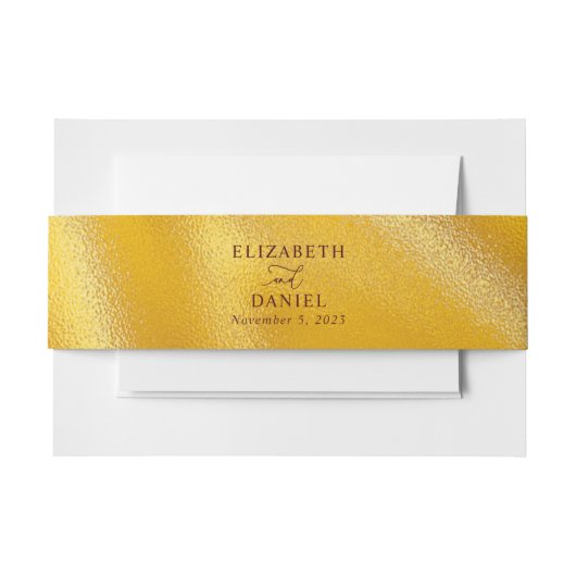 Gold Foliage en Elegant Script Wedding Uitnodigingen Wikkel (Voorkant Voorbeeld)