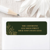 Gold Foliage Green Return Address Etiket (Insitu)