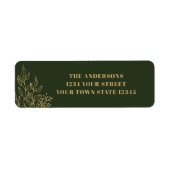 Gold Foliage Green Return Address Etiket (Voorkant)