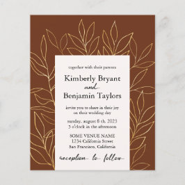Gold Foliage Luxury terracotta Wedding Uitnodiging Flyer